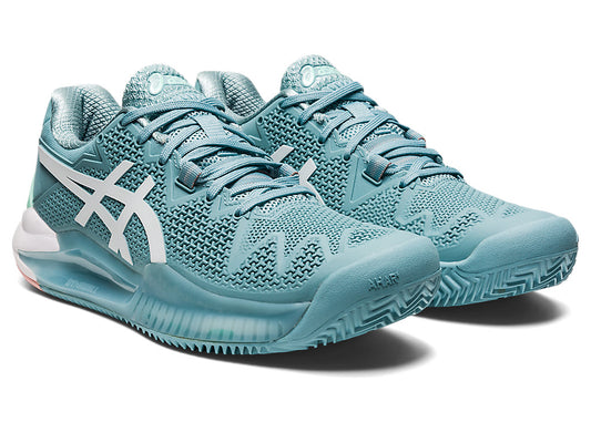 Asics Womens Gel Resolution 8 Clay - Smoke Blue/White