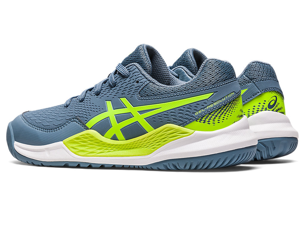 Asics Gel Resolution 9 GS Kids Tennis Shoes - Steel Blue/Hazard Green 2023