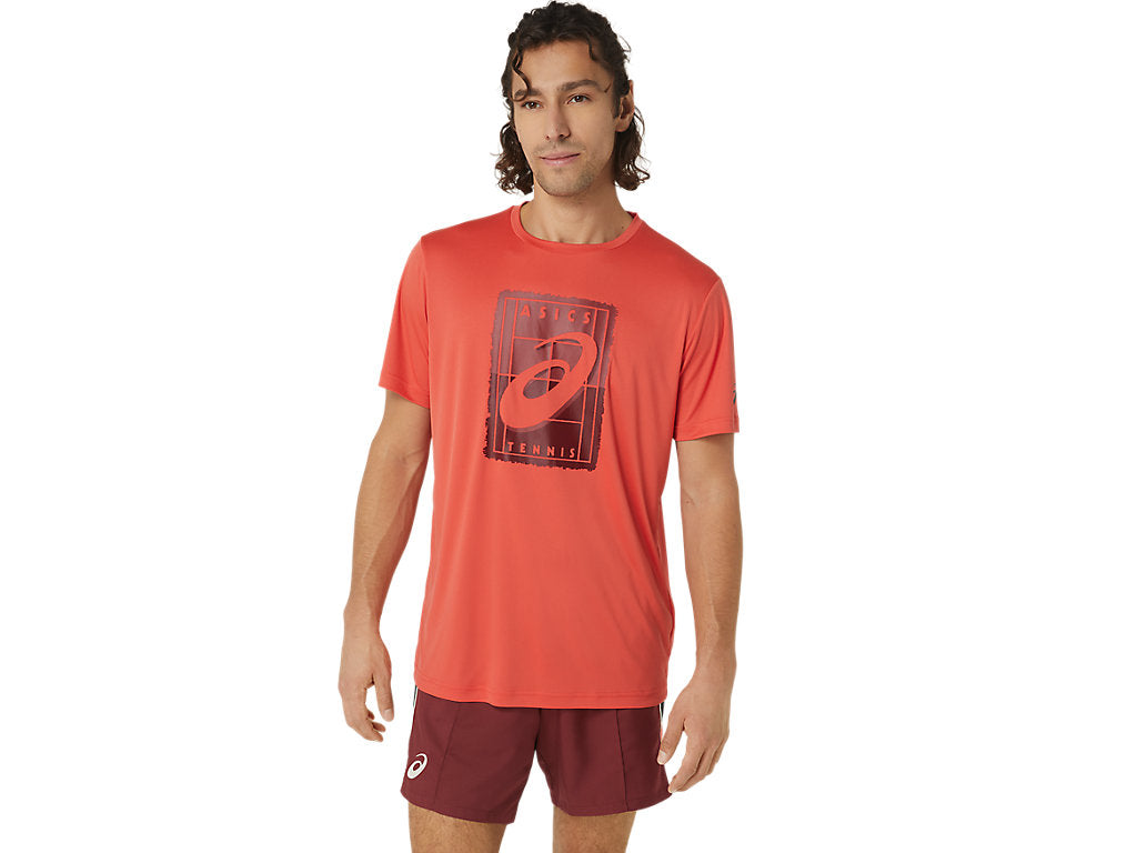 ASICS MEN'S COURT GS GRAPHIC TEE - Red Snapper
