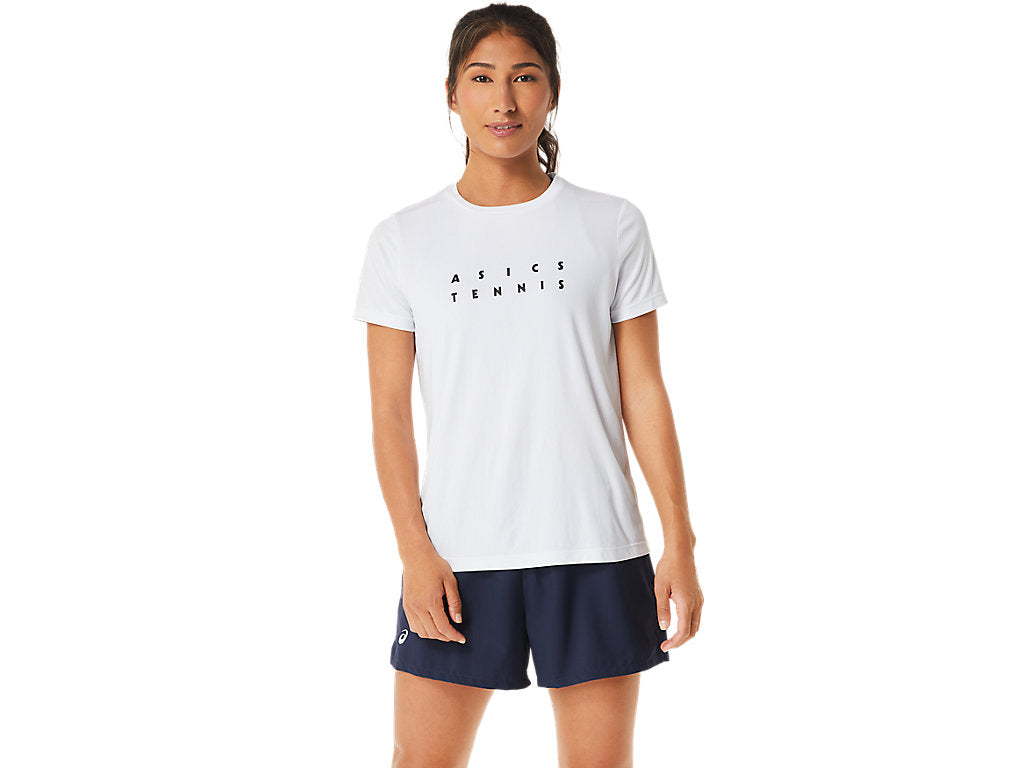 ASICS WOMENS COURT GRAPHIC TEE - Brilliant White