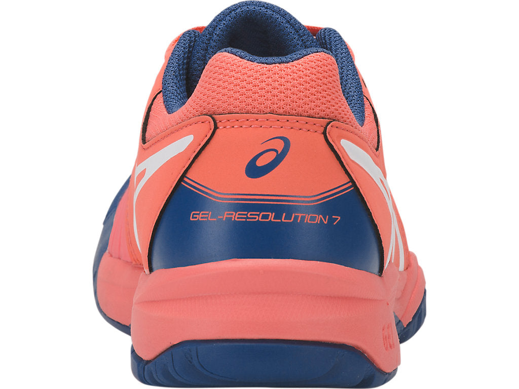 Asics Gel Resolution 7 GS Kids Tennis Shoes - Papaya/White